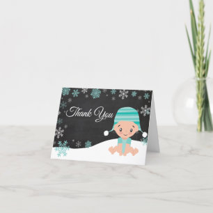 Bébé d'hiver Carte de remerciements Turquoise