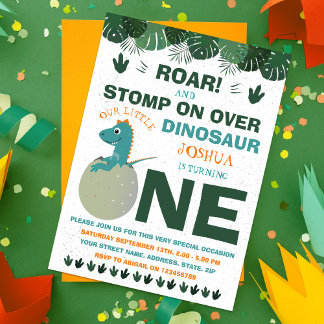 Bébé Dinosaur 1er anniversaire fête Invitation