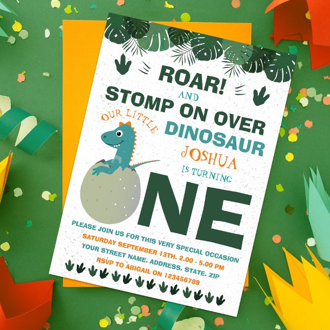 Bébé Dinosaur 1er anniversaire fête Invitation (Créateur téléchargé)