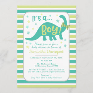 Bébé Dinosaur Monnaie Douche verte Invitation