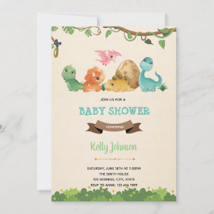 Bébé dinosaure mignonne invitation