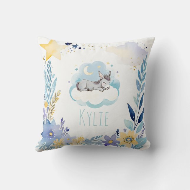Bébé dormant Donkey Boho Nom Nursery Coussin (Verso)