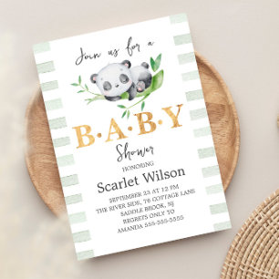 Bébé dormant mignon Panda Baby shower Invitation