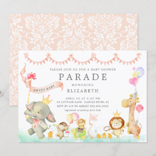 Bébé doux Animaux Parade Baby shower Invitation