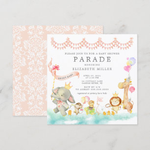 Bébé doux Animaux Parade Baby shower Invitation