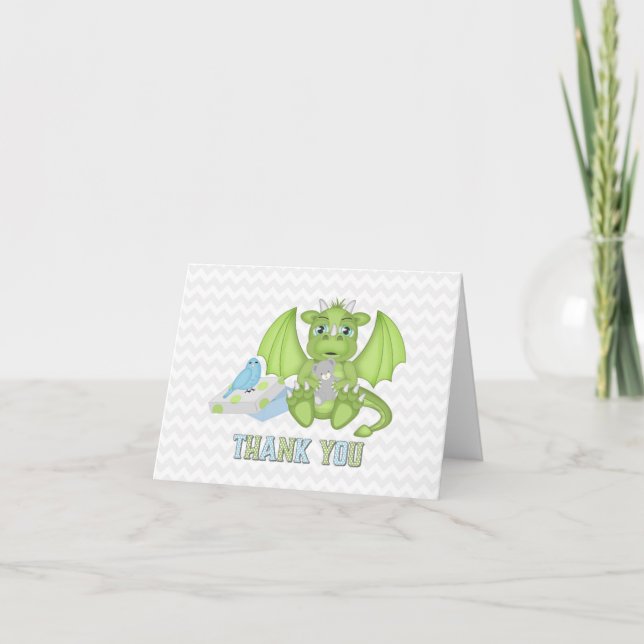 Bébé Dragon Carte de remerciements pliée (Devant)