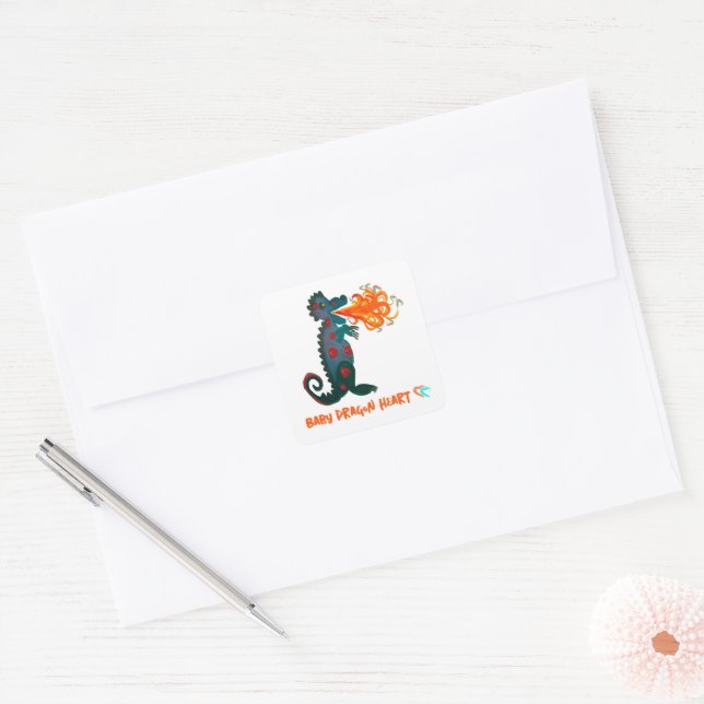 Bébé Dragon Coeur Sticker (Enveloppe)