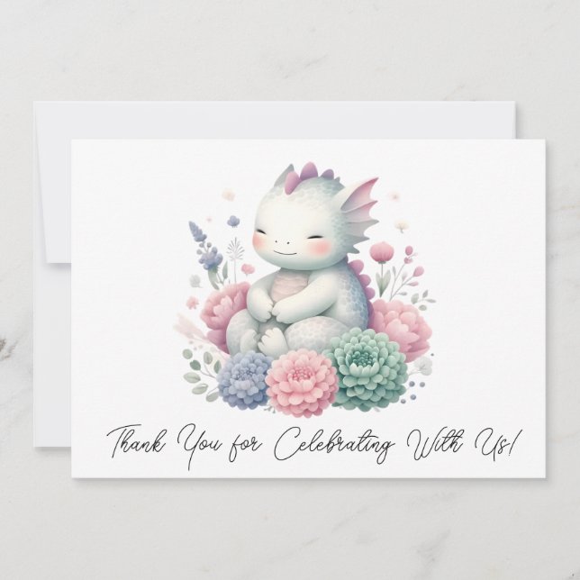 Bébé Dragon Dormir Dans Un Lit De Merci Fleurs (Devant)
