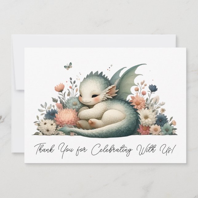 Bébé Dragon Dormir Dans Un Lit De Merci Fleurs (Devant)