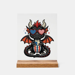 Bébé Dragon Patriotique Vintage Vector Design de T