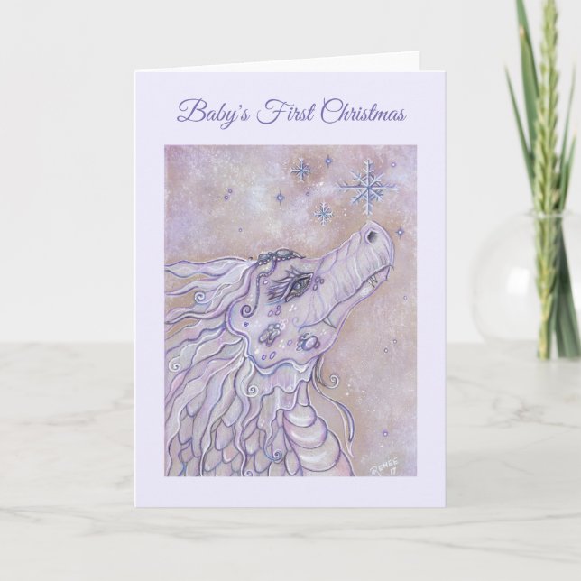 Bébé dragon première carte de Noël par Renee Lavoi (Devant)