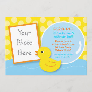 Bébé Ducky Duck Photo Invitations d'anniversaire