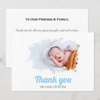 Bébé, effet photo brossé, carte de remerciements