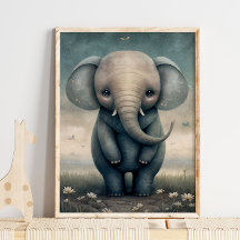 Bébé Éléphant Animal Africain | Impression Murale 