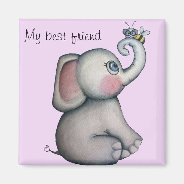 Bébé Eléphant avec Abee meilleur ami Magnet (Devant)
