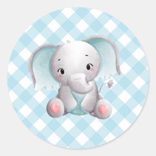 Bébé Eléphant Bébé Sticker Garçon bleu Plaid En vi