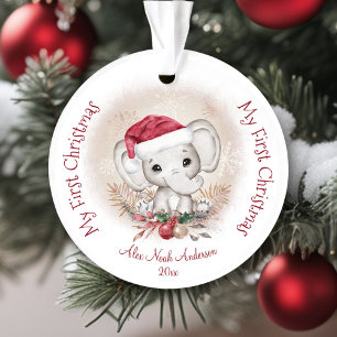 Bébé Eléphant mignon Premier Noël Garçon Acrylique