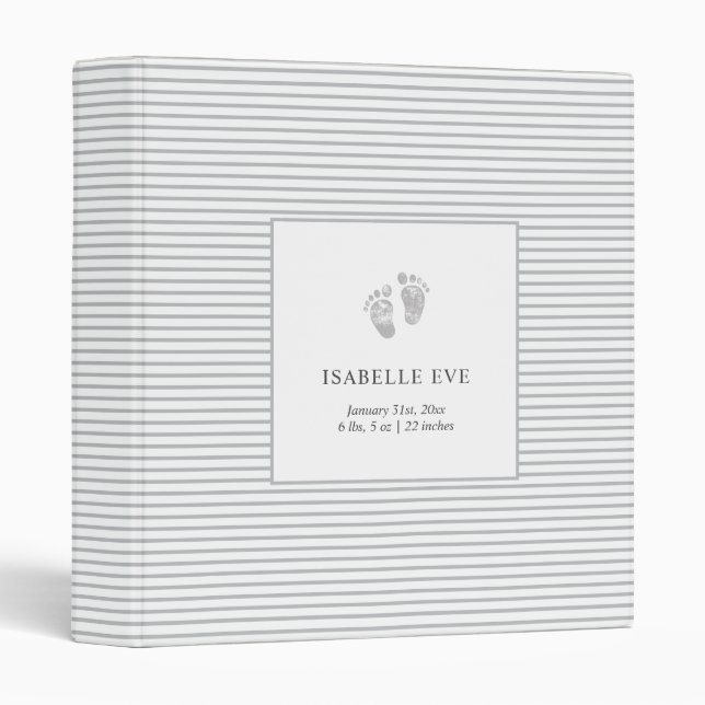 Bébé Empreinte Gris Gris Gris Classeur Livre (Devant/Côté)