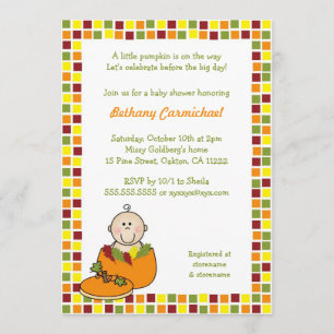 Bébé en Citrouille invitations de Baby shower / Mo