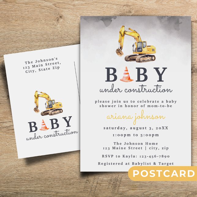 Bébé en construction Boy Baby shower Invitation (Créateur téléchargé)