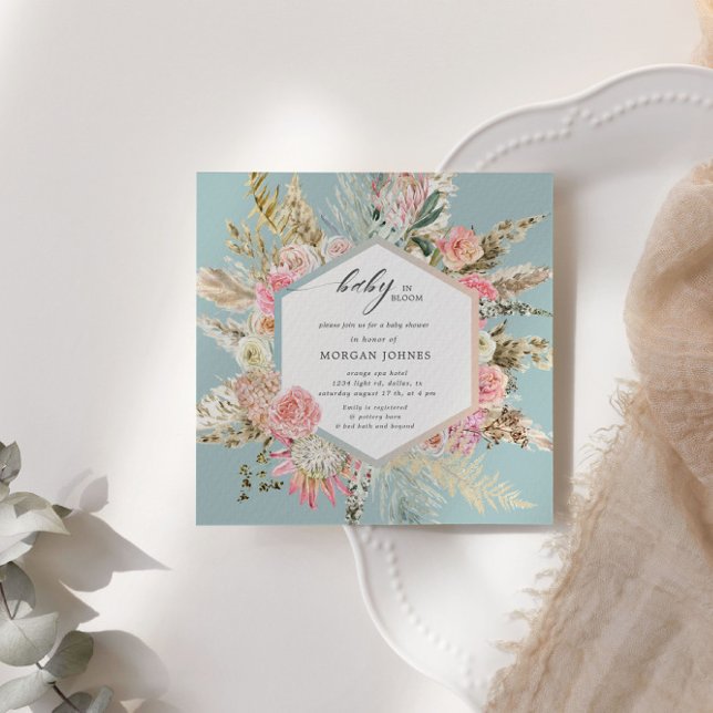 Bébé En Fleur Baby shower Bohème Invitation (Créateur téléchargé)