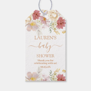 Bébé en fleur Baby shower fille étiquette cadeau