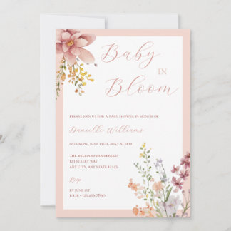 Bébé en fleur Baby shower floral Invitation