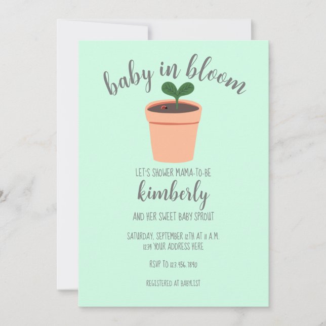Bébé en fleur Baby shower Invitation (Devant)