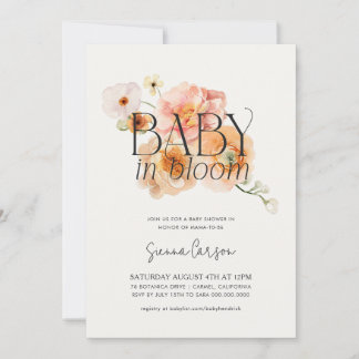 Bébé en fleur Baby shower Peachy Invitation