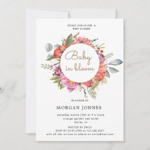 bébé en fleur de printemps Baby shower invitation