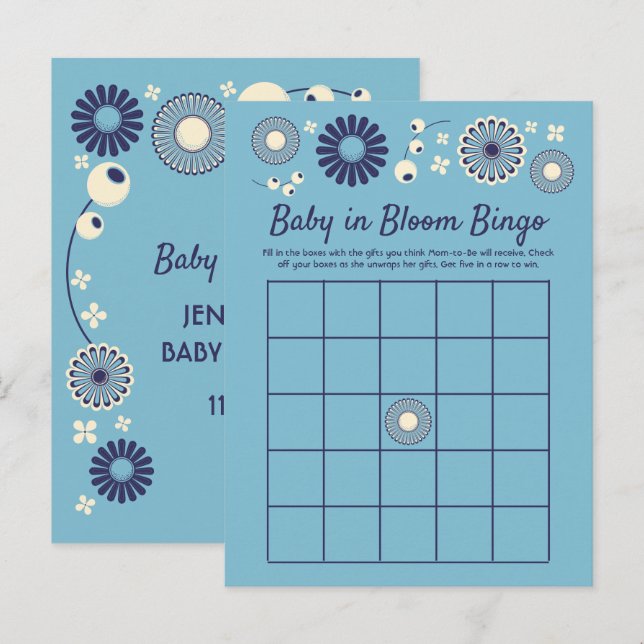 Bébé en Fleur Douche Bingo Cartes de jeu (Devant / Derrière)