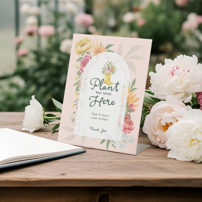 Bébé en Fleur Été Jardin Floral Signe Livre d'or (Baby in Bloom Summer Floral Garden Sign Guest Book)