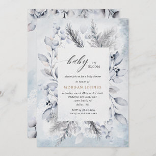 bébé en fleur hiver baby shower fleuri invitation