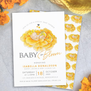 Bébé en fleur marigold invitation à la douche bébé