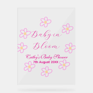 Bébé en fleur rose fleurie baby shower simple élég