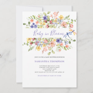 Bébé En Fleur Rose Floral Douche Invitation