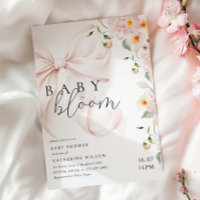 Bébé En Fleur Soft Rose Bow Baby shower Invitation