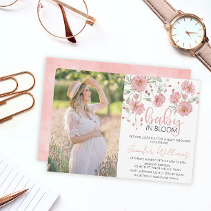 Bébé en fleurs baby shower floral invitation photo
