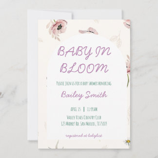 Bébé en fleurs invitation à la douche