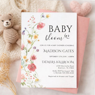 Bébé en fleurs: Invitation de baby shower modifiab