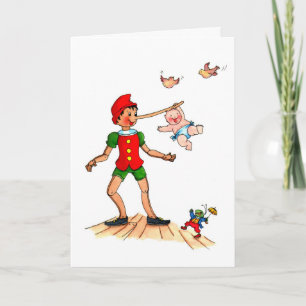 Bébé espiègle avec Pinocchio - faire-part de