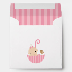Bébé et oiseau dans les enveloppes de Baby showe