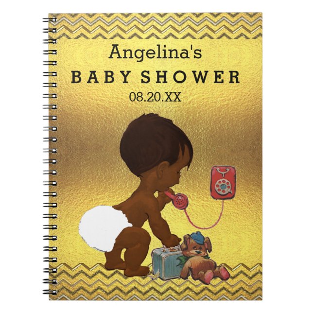 Bébé ethnique sur le livre d'invité de chevrons (Devant)