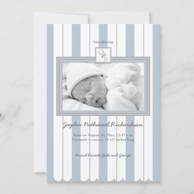 Bébé Faire-part : Bleu (Devant)