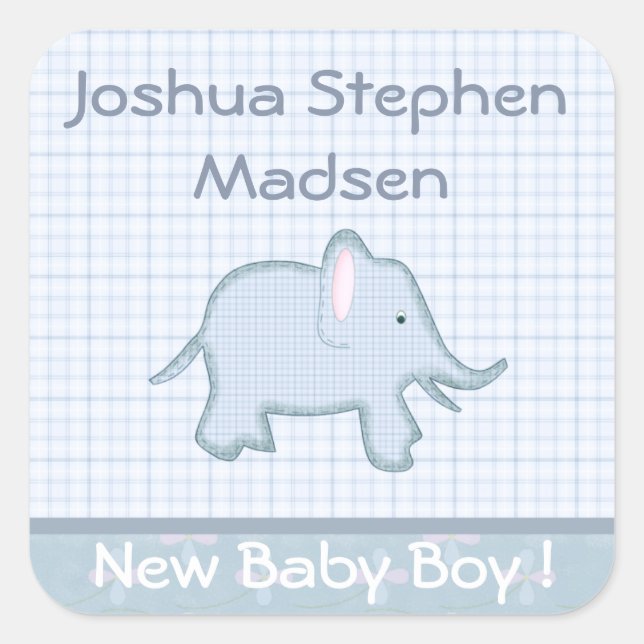 Bébé Faire-part de naissance éléphant Sticker (Devant)