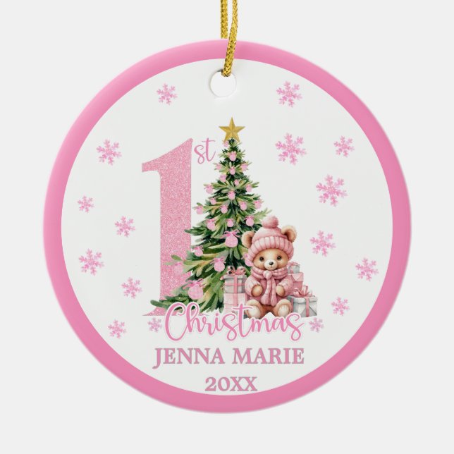 BÉBÉ FILLE 1ER ORNEMENT DE NOËL (Devant)