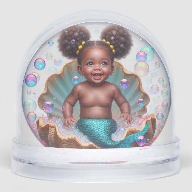 Bébé Fille Anniversaire Peau Noire Sirène (Avant)