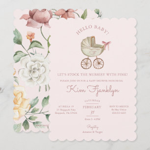 Bébé Fille Baby shower Invitation Joli En rose