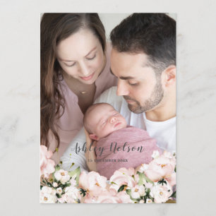 Bébé Fille Blush & White Nouveau-né Faire-part de 