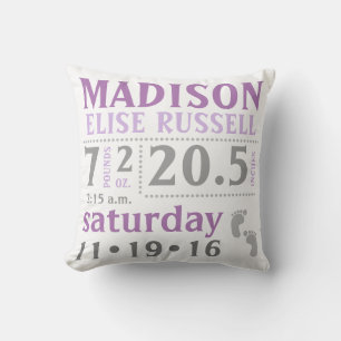 Bébé Fille Coussin Gris pourpre